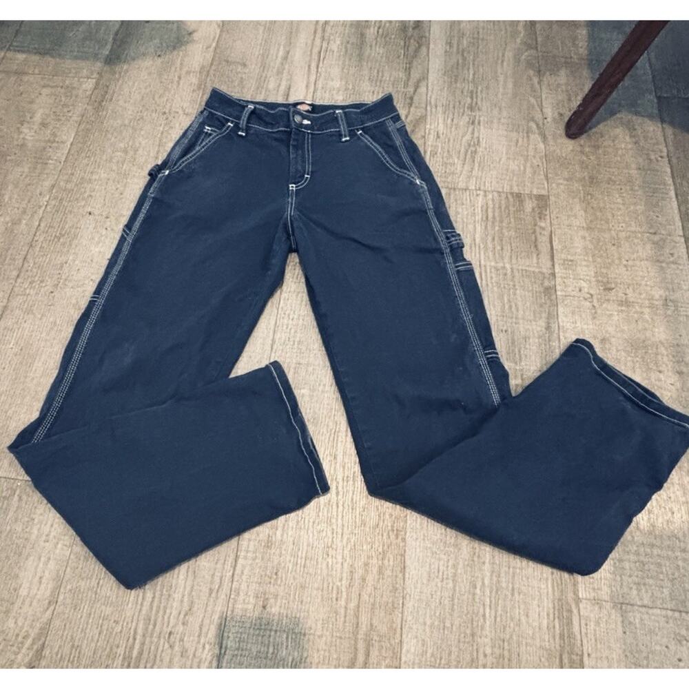 Dickies‎ Women’s 24R. Navy Carpenter Work Pants Contrast Stitch Utility Pockets